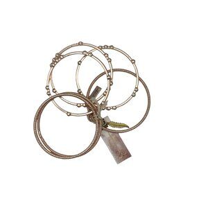 Jessica Simpson Rose Gold Shade 6 Bangles Clear Rhinestones NWT